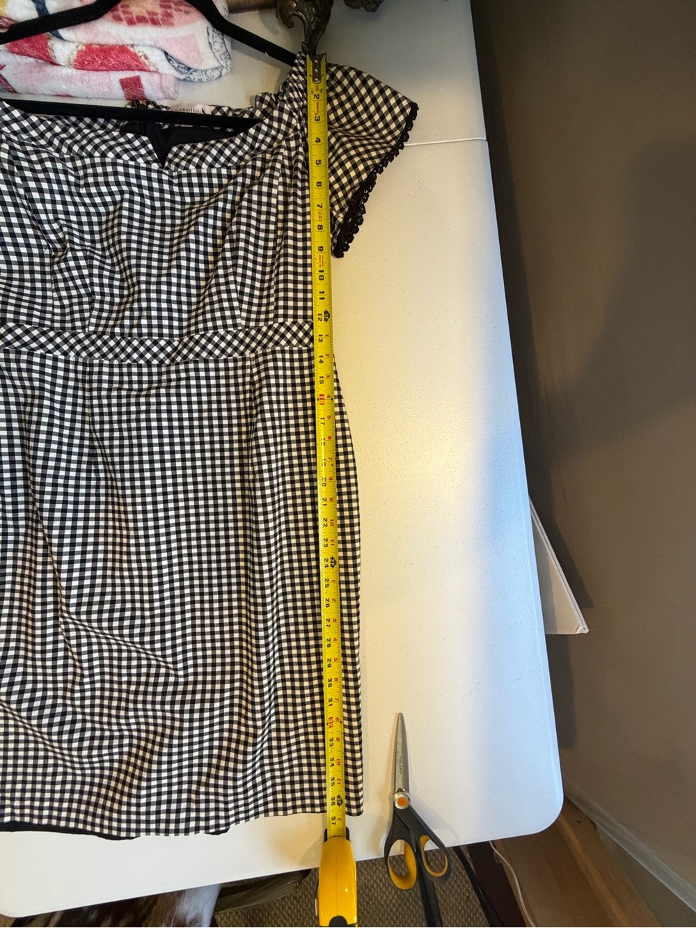 Nanette Lepore Gingham Off Shoulder Rockabilly Pin Up Wiggle Dress Retro Size 14 - Picture 10 of 12